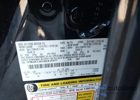 2025 Ford Expedition Active Max z USA, uszkodzony, nr VIN 1FMJK1J81SEA35477